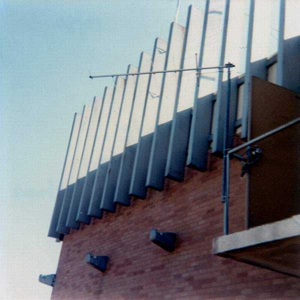 224.02 WB5SUF repeater antennas mounted on the TWU dormitory roof, pointing north toward Texoma, October 1980