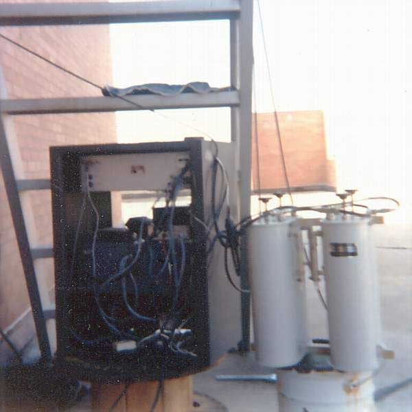 Back of the 224.02 MHz WB5SUF repeater rack on the TWU roof, October 1980